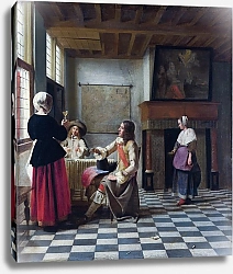 Постер Женщина, пьющая с двумя мужчинами