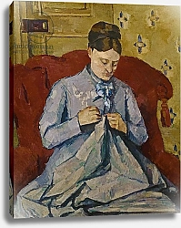 Постер Сезанн Поль (Paul Cezanne) Madame Cezanne sewing