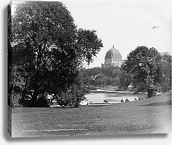 Постер Неизвестен Central Park, New York, boat pond and Temple Beth-El, c.1900