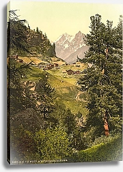 Постер Швейцария. Долина в Альпах