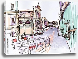Постер Уличное кафе в Италии, эскиз