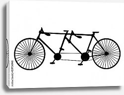 Постер Велосипед тандем на белом фоне