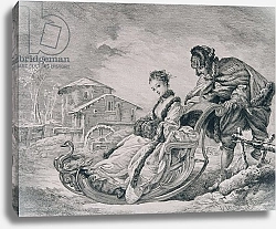 Постер Буше Франсуа (Francois Boucher) Winter Amusement, from the 'Gazette des Beaux-Arts', engraved by E. Champollion