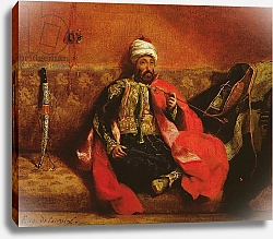 Постер Делакруа Эжен (Eugene Delacroix) A Turk smoking sitting on a sofa, c.1825