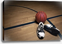 Постер Баскетбольная площадка с мячом и кроссовками