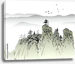 Постер Китайский горный пейзаж