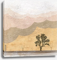 Постер Бесплодный пейзаж с деревом
