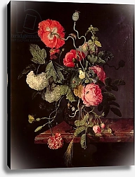 Постер Уолскеппел Якоб Flowers in a Glass Vase, 1667