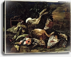 Постер Still Life with a Hare, Song Birds and a Bird Net with a Spaniel Beyond