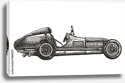 Постер Иллюстрация с винтажным гоночным автомобилем