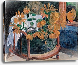 Постер Гоген Поль (Paul Gauguin) Натюрморт с подсолнухами