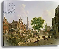 Постер Верхейен Ян Dutch town scene with canal