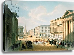 Постер Арнаут Луи (акв) The Police Bridge and Nevsky avenue in St. Petersburg, printed by Lemercier, Paris, 1840s
