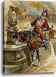 Постер Барон Мюнхгаузен на лошади у фонтана