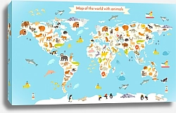 Постер Детская карта мира с животными №12