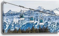 Постер Подъемные кабинки в Швейцарских альпах