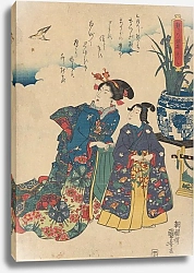 Постер Куниеси Утагава Two Women Looking at a Bird