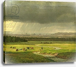 Постер Штульман Ханйрих Landscape with Dresden in the Distance, 1830
