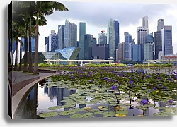 Постер Сингапур, водяные лилии