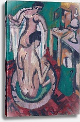 Постер Кирхнер Людвиг Эрнст Two Nudes in a Shallow Tub, c. 1912/1913-1920