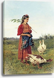 Постер Маковский Владимир Девочка с гусями. 1875