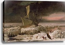 Постер Хондиус Абрахам Arctic Adventure, or A Ship in Distress off Greenland, c.1677
