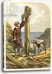 Постер Лидон Александр Robinson Crusoe erects a post on the shore