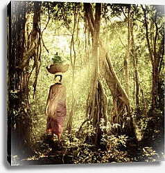 Постер Индийская девушка с корзиной на голове