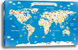 Постер Детская карта мира с животными №11