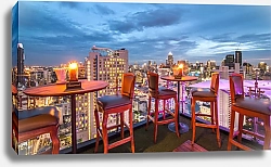 Постер Таиланд, Бангкок. Ресторан на крыше