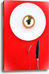 Постер Пирожное с черникой на тарелочке