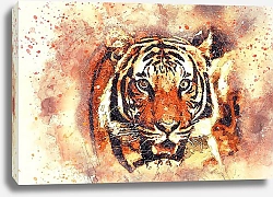 Постер Акварельный портрет тигра