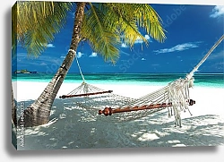 Постер Мальдивы. Пляж с гамаком