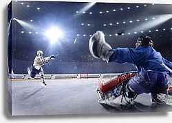 Постер Хоккейный вратарь ловит мяч