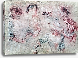 Постер Ватто Антуан (Antoine Watteau) Six Studies