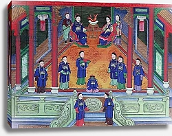 Постер Школа: Китайская 19в. Scene depicting a Chinese imperial official at home seated with his wife