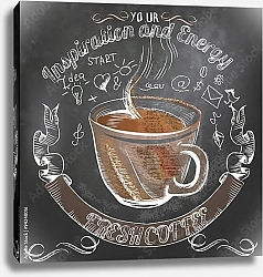 Постер Кофейный плакат мелом с чашкой кофе