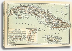 Постер Карта: страны Карибского бассейна, конец 19 в. 1