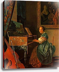 Постер Вермеер Ян (Jan Vermeer) Дама за спинетом