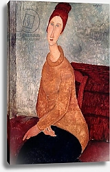 Постер Модильяни Амедео (Amedeo Modigliani) Jeanne Hebuterne in a Yellow Jumper, 1918-19