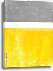 Постер Серо-жёлтая абстракция с белой полосой