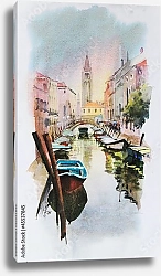 Постер Вид на канал с лодки в Венеции