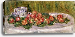 Постер Ренуар Пьер (Pierre-Auguste Renoir) Still Life of Strawberries and a Tea-cup, c.1905