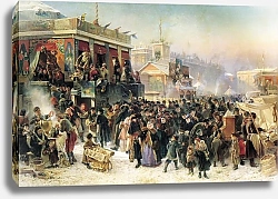 Постер Маковский Константин Народное гулянье во время Масленицы на Адмиралтейской площади в Петербурге. 1869