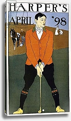 Постер Пенфилд Эдвард Harper's April 1898 Man in foreground playing golf. : colour. By Edward Penfield 1866-1925, artist.
