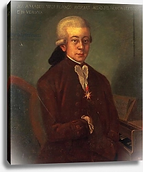 Постер Школа: Австрийская 18в. Portrait of Wolfgang Amadeus Mozart wearing the Order of the Golden Spur, 1777