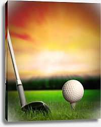 Постер Мяч для игры в гольф перед первым ударом