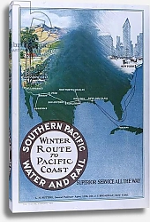 Постер Школа: Американская 20в. Advertisement for the 'Winter Route to Pacific Coast' of 'Southern Pacific Water and Rail', from 'Theatre' magazine, 1910