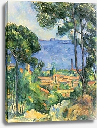 Постер Сезанн Поль (Paul Cezanne) Вид на Эстак и шато д' Иф (море в окрестностях Эстака)