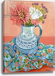 Постер Фивси Джоан (совр) Dahlias, Roses and Michaelmas Daisies,2000,